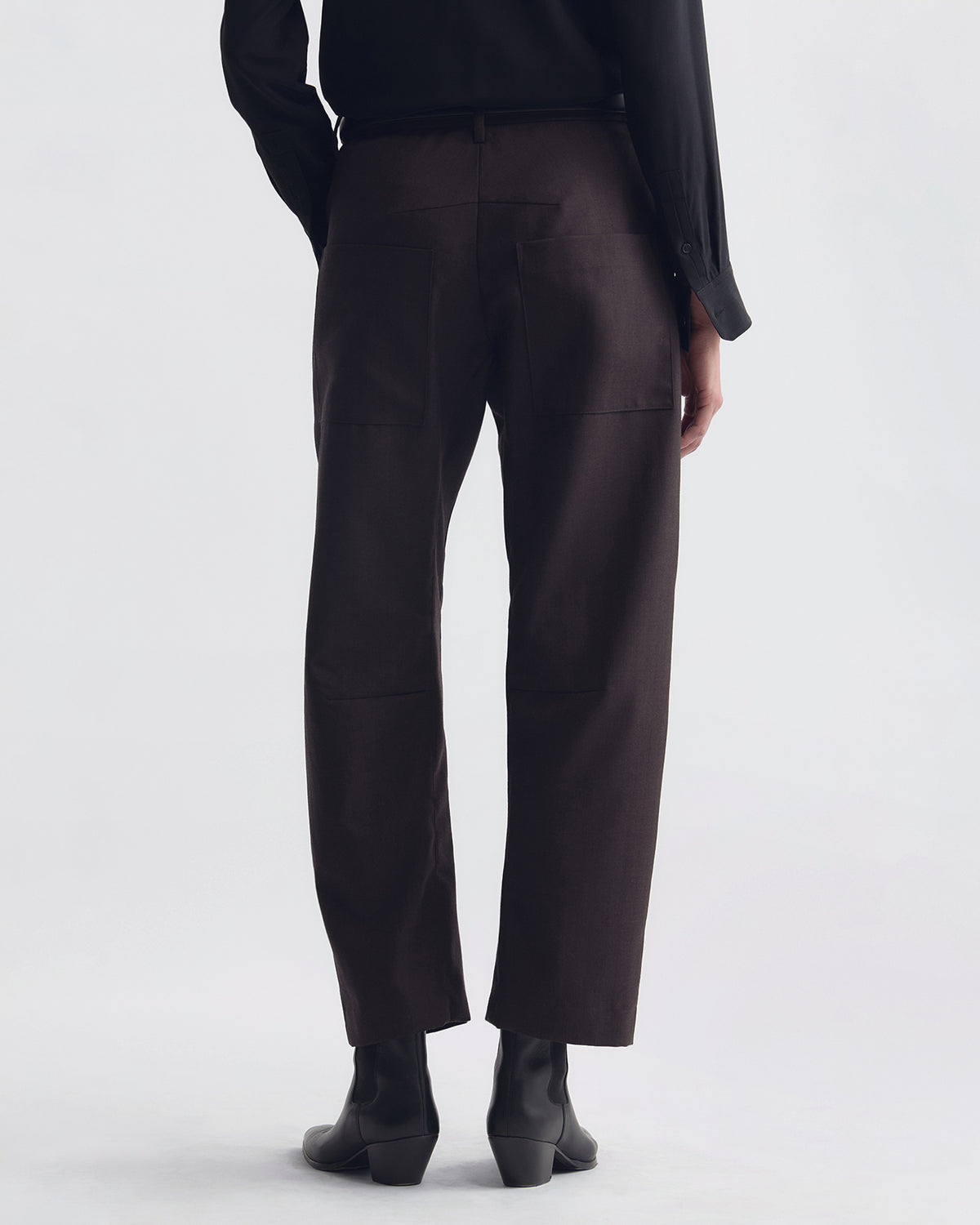 NILI LOTAN SHON WOOL PANTS BROWN HERRINGBONE