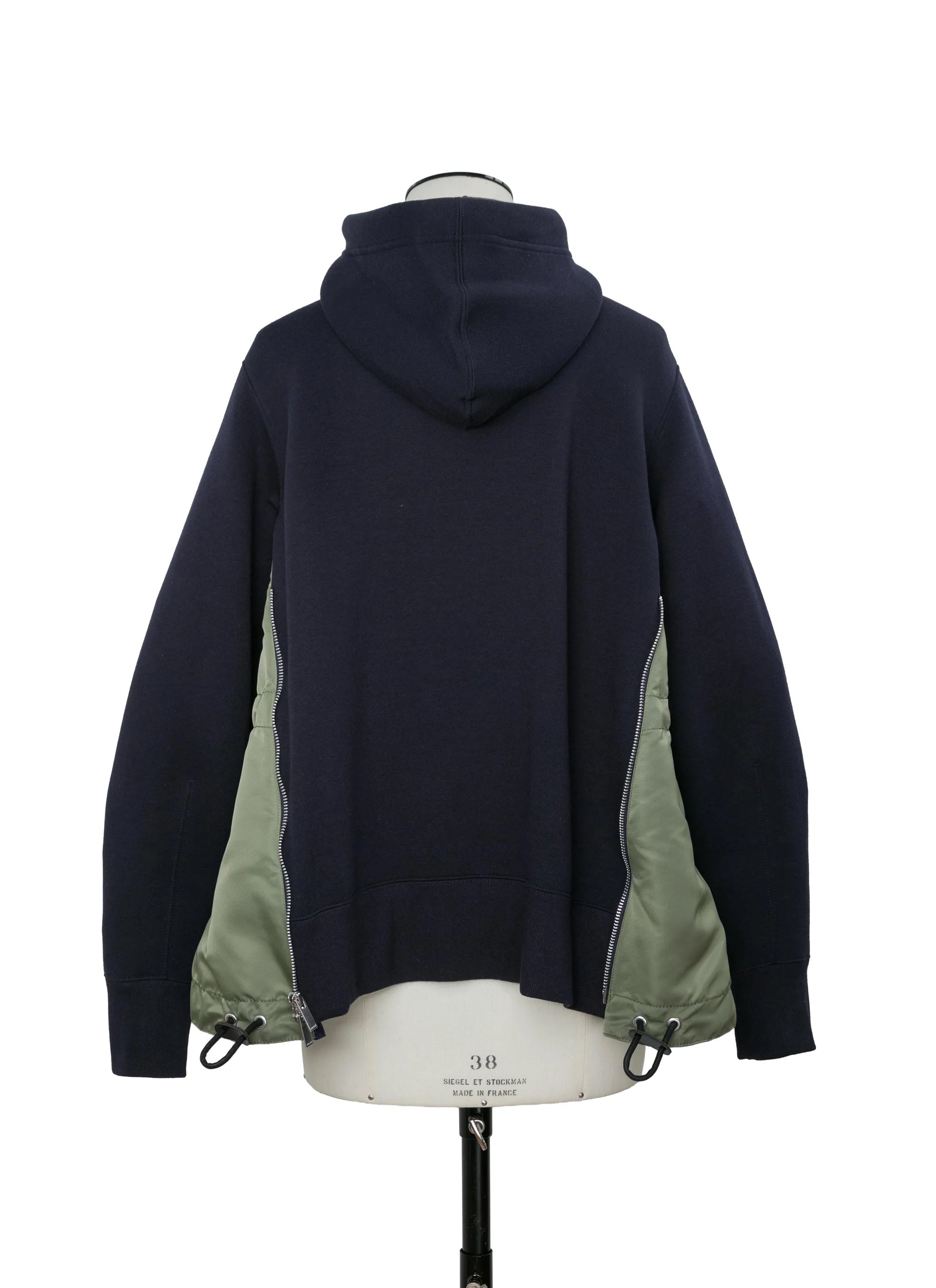 SACAI SWEATXNYLON HOOD - NAVY/KHAKI