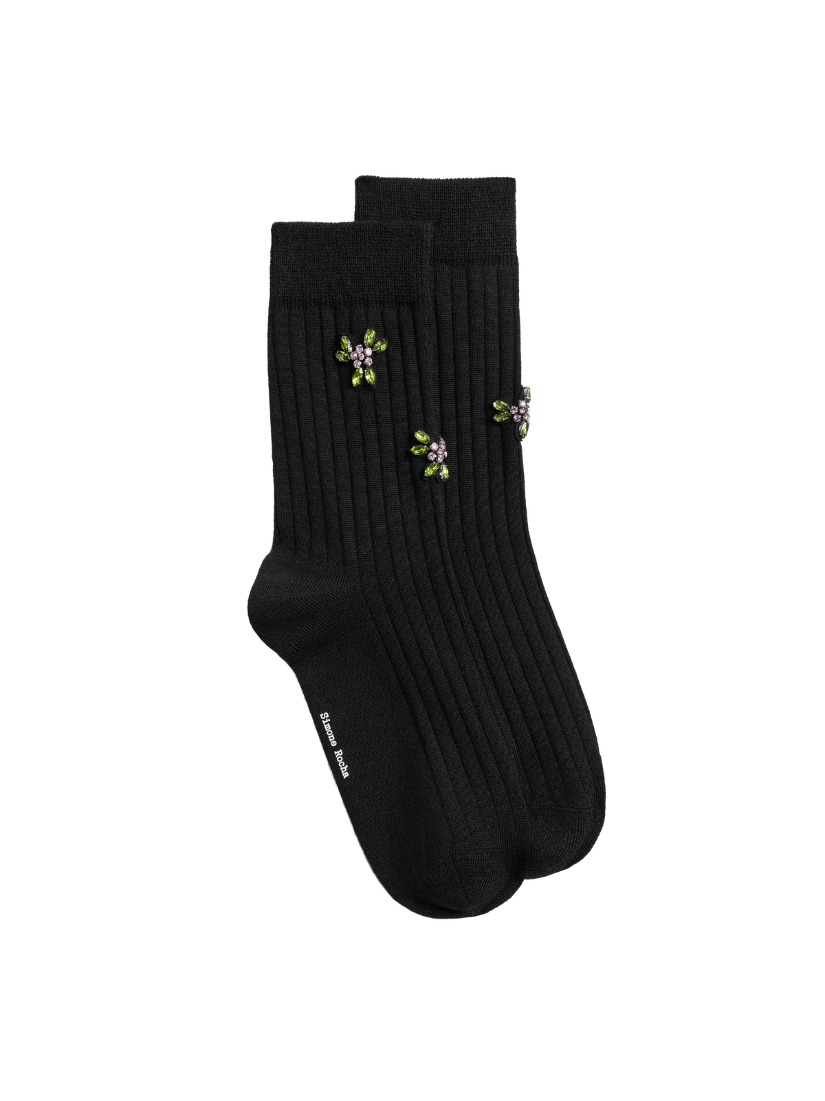 SIMONE ROCHA EMBELLISHED MERINO SILK SOCKS BLACK/JET