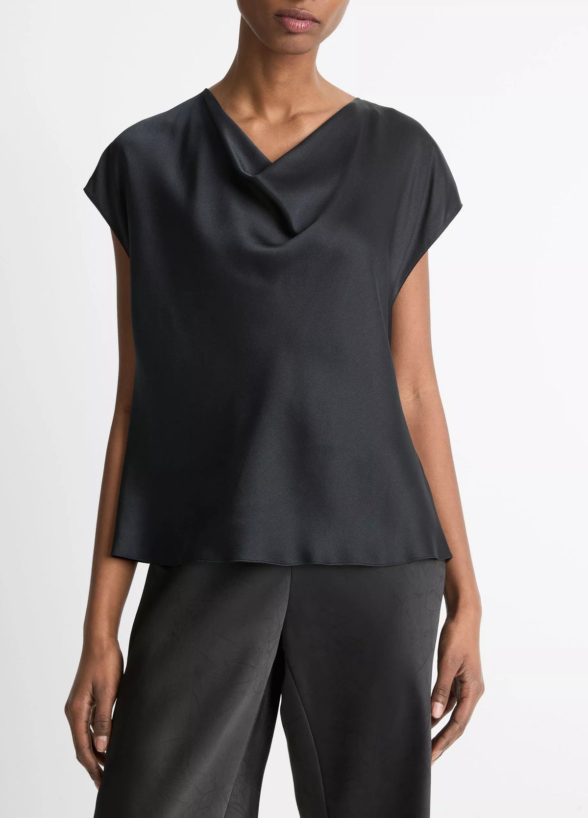 VINCE COWL NECK BLOUSE BLACK