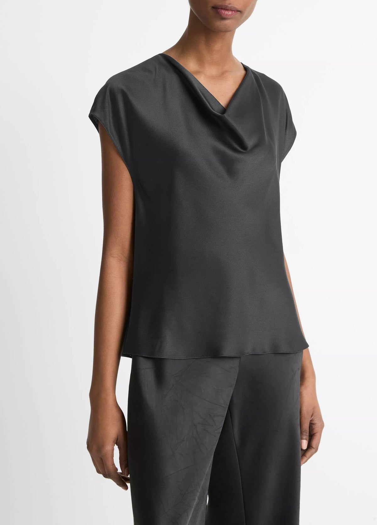 VINCE COWL NECK BLOUSE BLACK