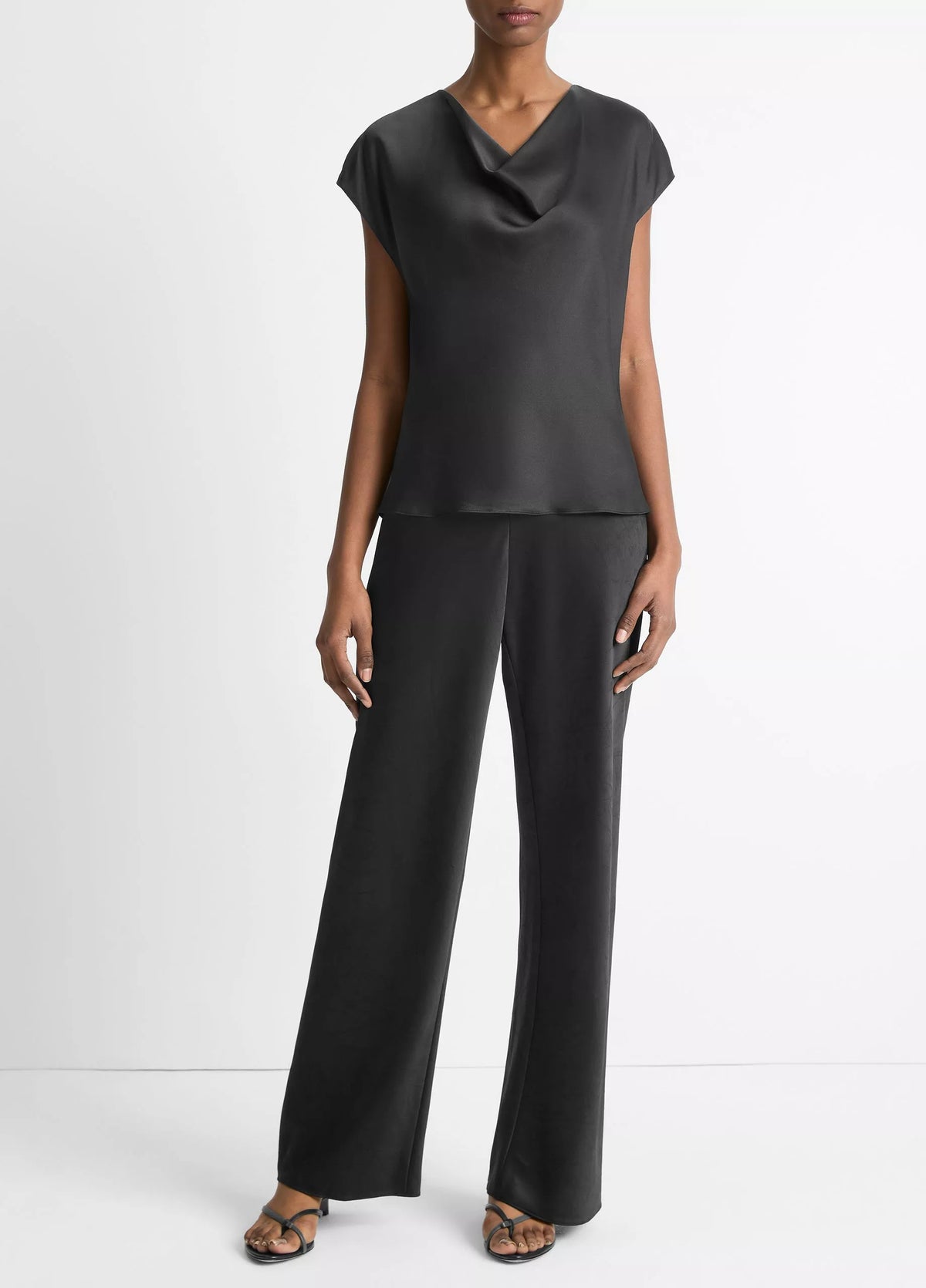 VINCE COWL NECK BLOUSE BLACK