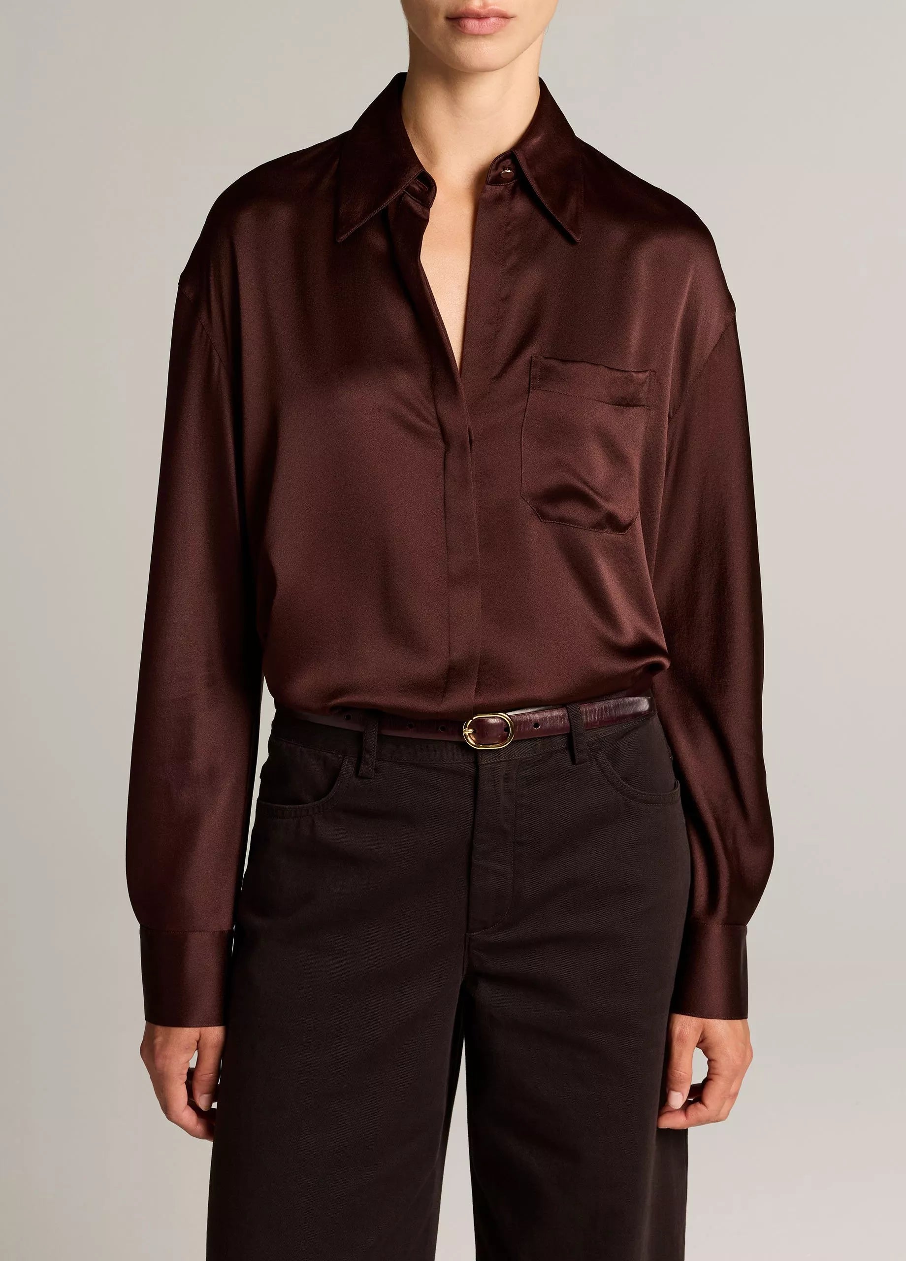 VINCE DOLMAN SHIRT DARK CHERRY WOOD