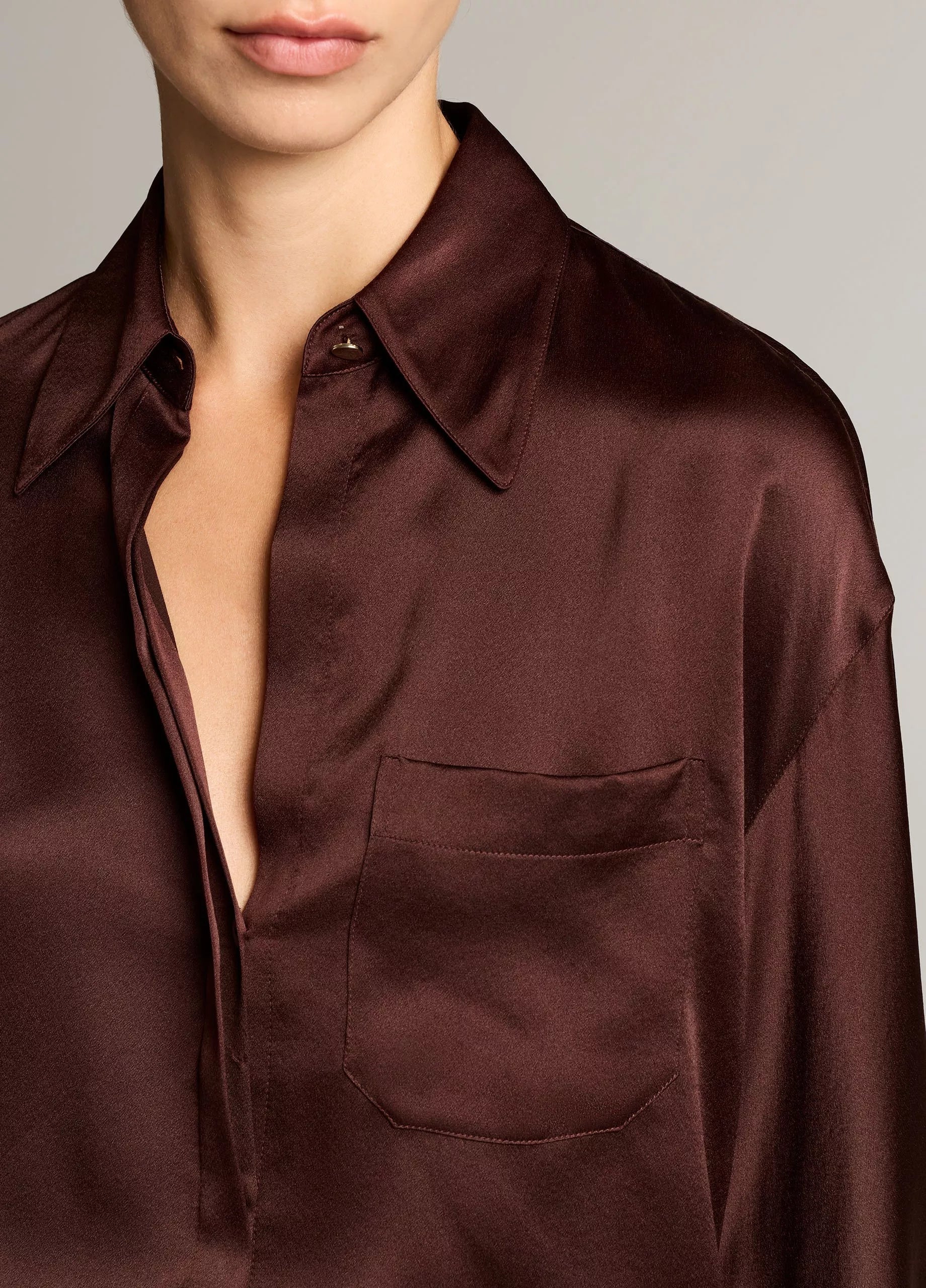 VINCE DOLMAN SHIRT DARK CHERRY WOOD