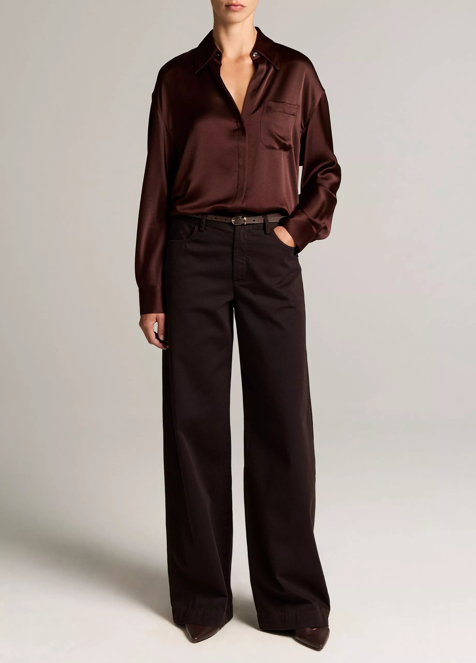 VINCE DOLMAN SHIRT DARK CHERRY WOOD