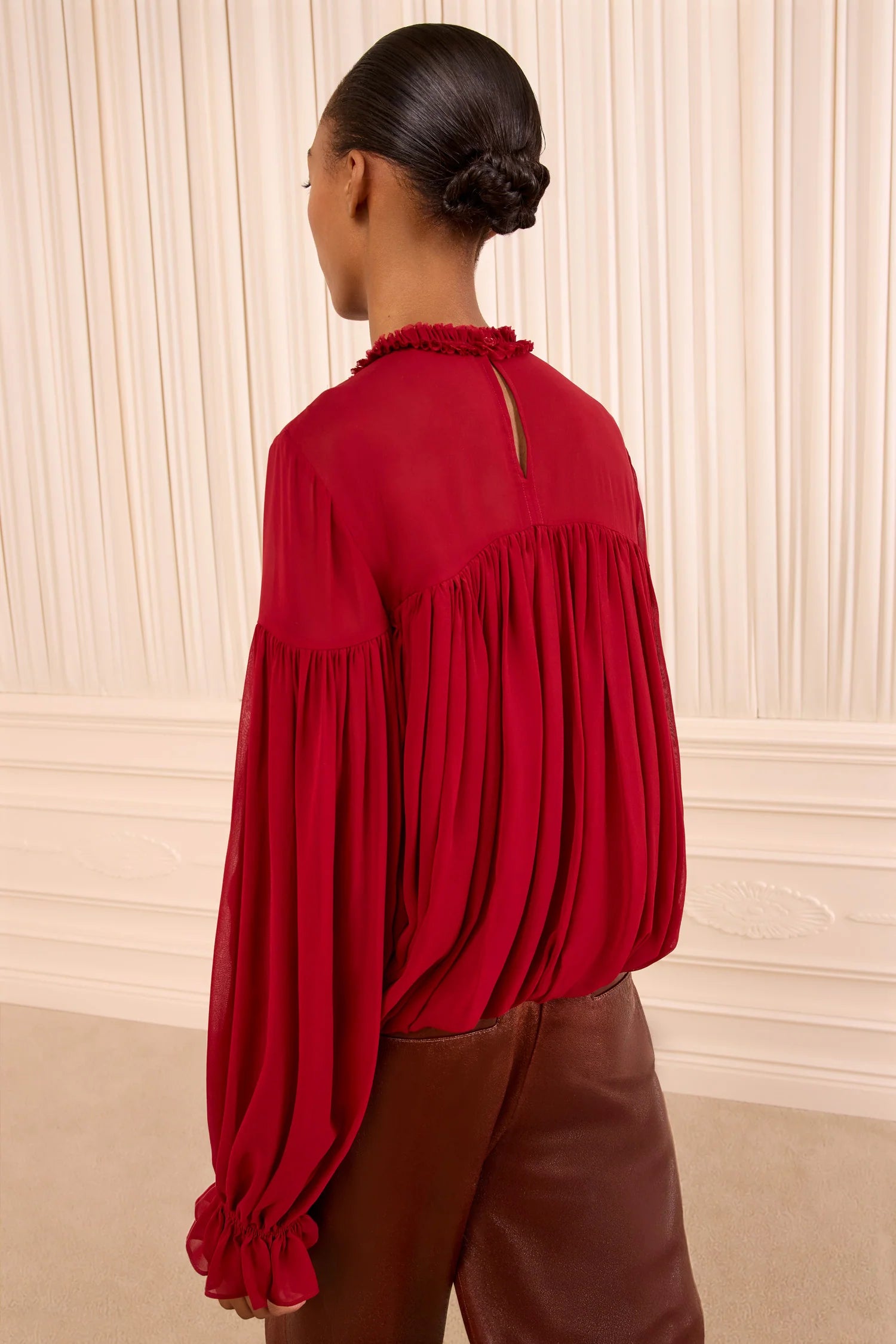 ULLA JOHNSON PEARL BLOUSE CERISE