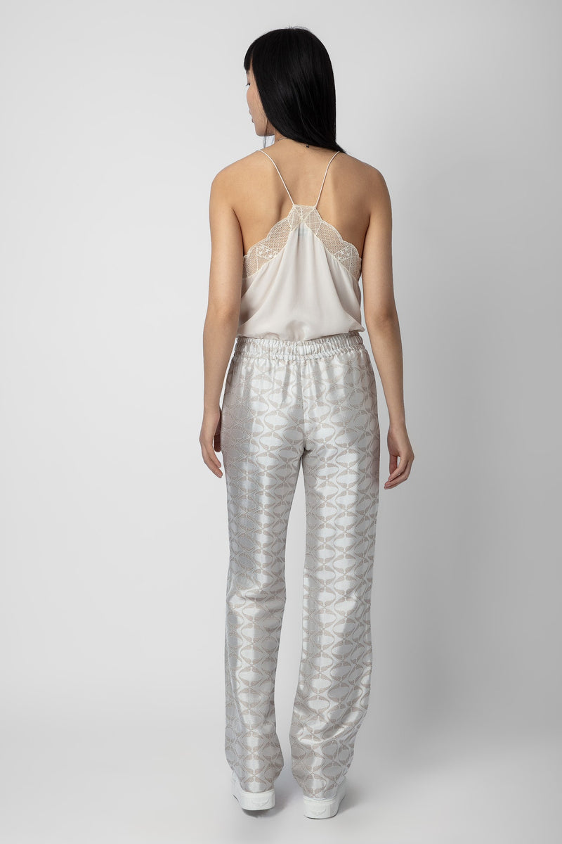 ZADIG ET VOLTAIRE POMY JACS WINGS TROUSERS IN OFFWHITE AND GOLD