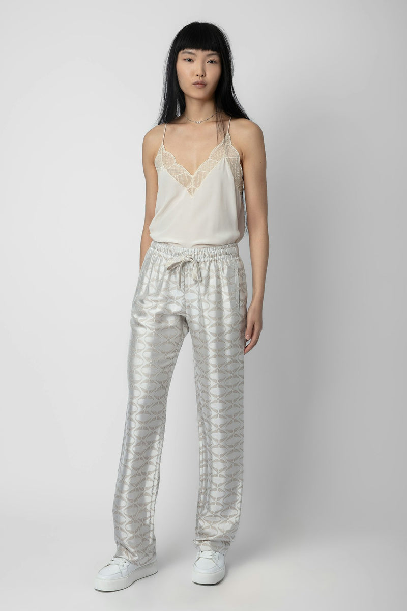 ZADIG ET VOLTAIRE POMY JACS WINGS TROUSERS IN OFFWHITE AND GOLD