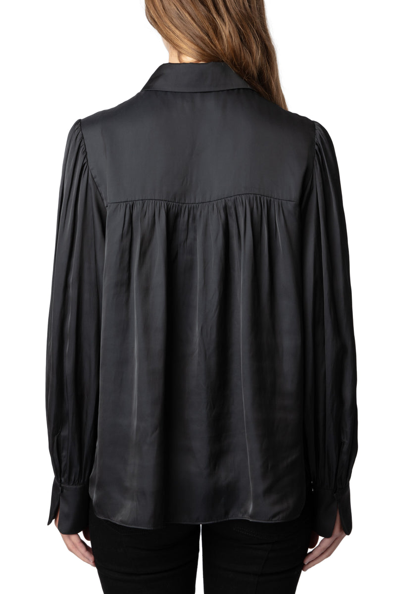 ZADIG & VOLTAIRE TRENTA BLACK SATIN BLOUSE