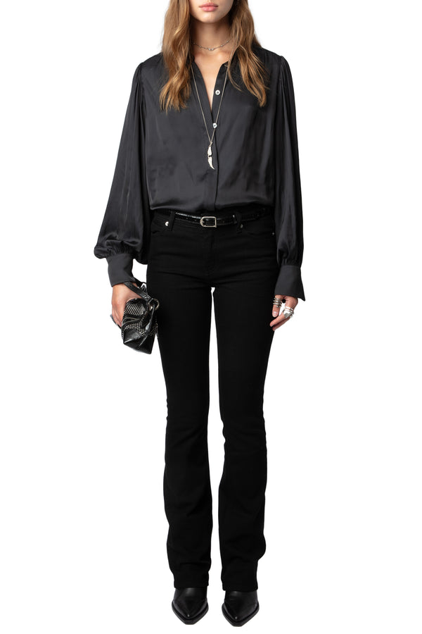 ZADIG & VOLTAIRE TRENTA BLACK SATIN BLOUSE