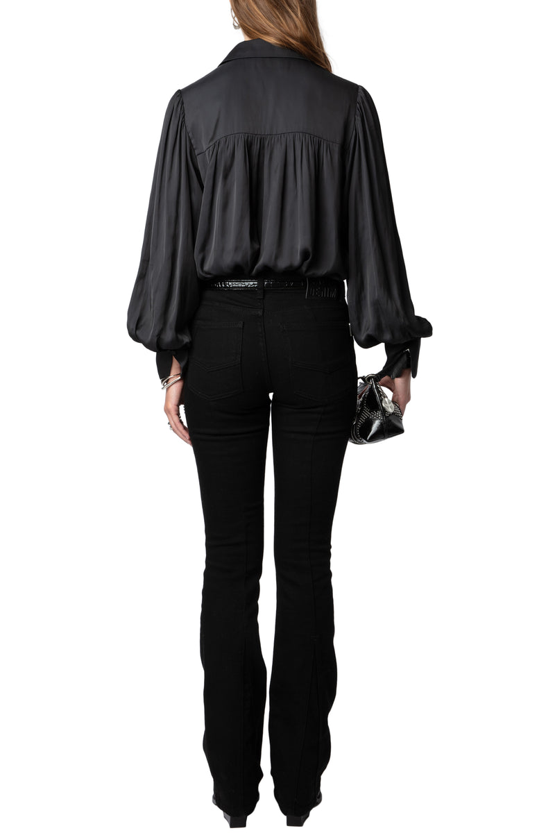 ZADIG & VOLTAIRE TRENTA BLACK SATIN BLOUSE