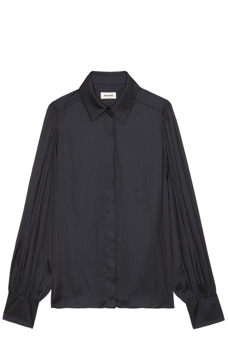 ZADIG & VOLTAIRE TRENTA BLACK SATIN BLOUSE