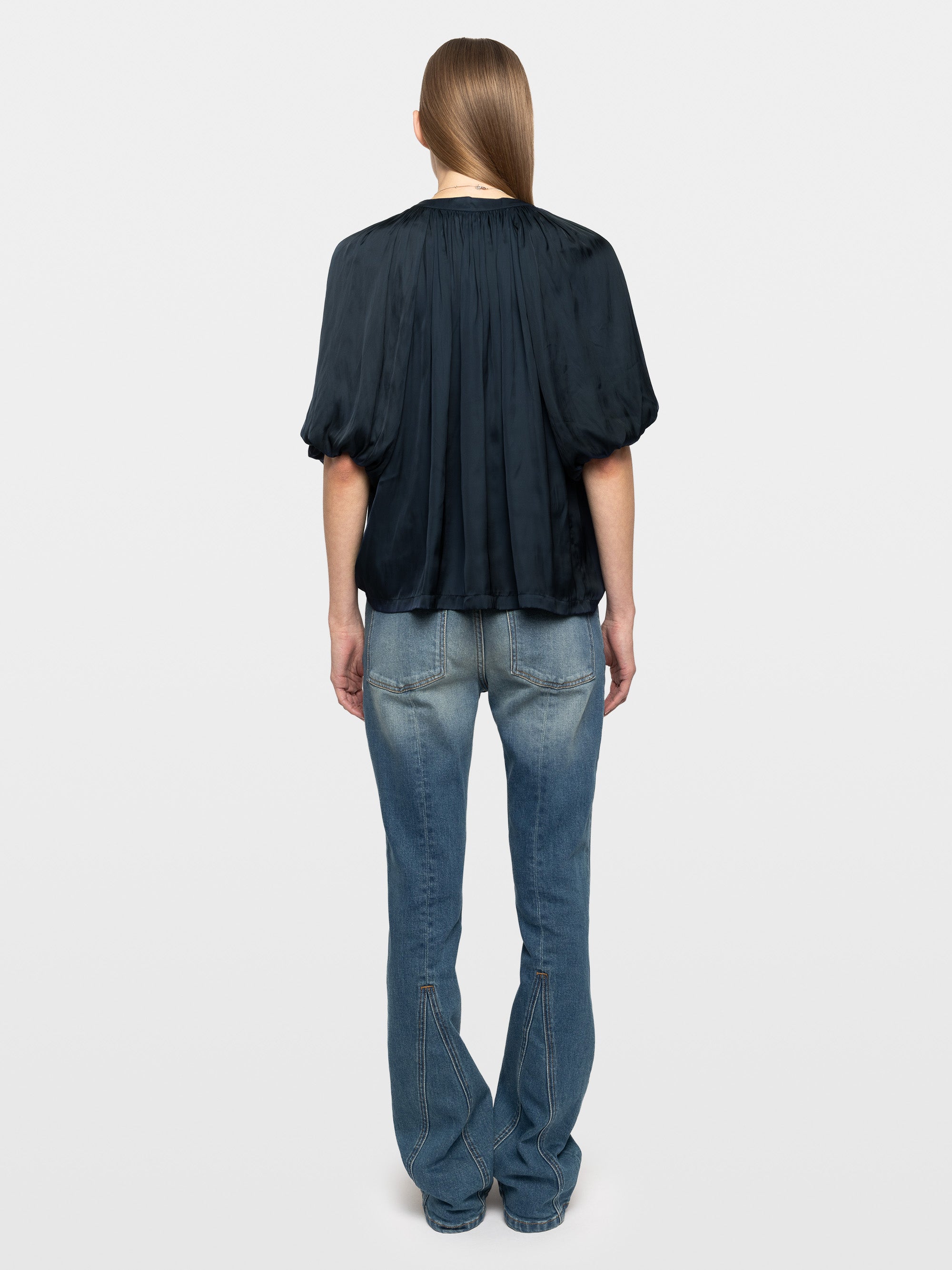 ZADIG & VOLTAIRE TEKO SATIN TOP MARINE
