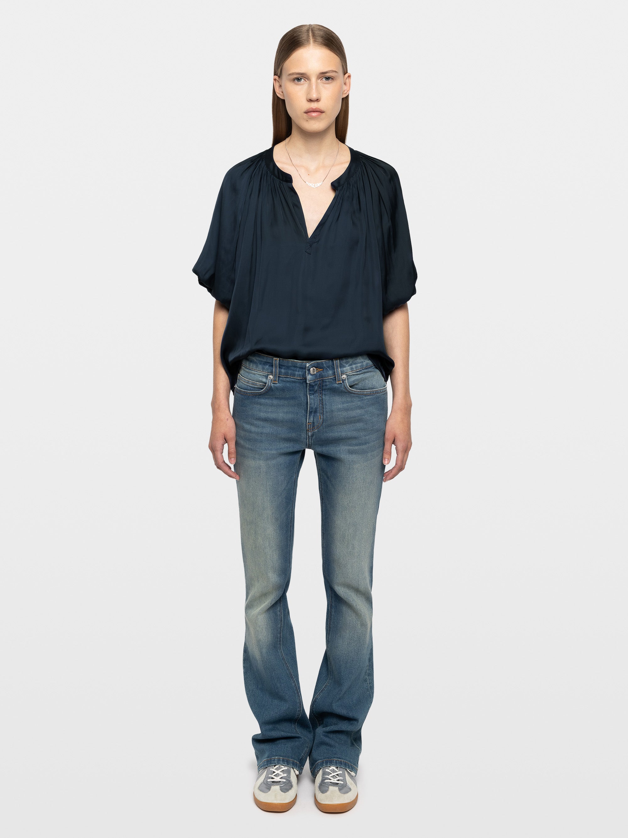 ZADIG & VOLTAIRE TEKO SATIN TOP MARINE