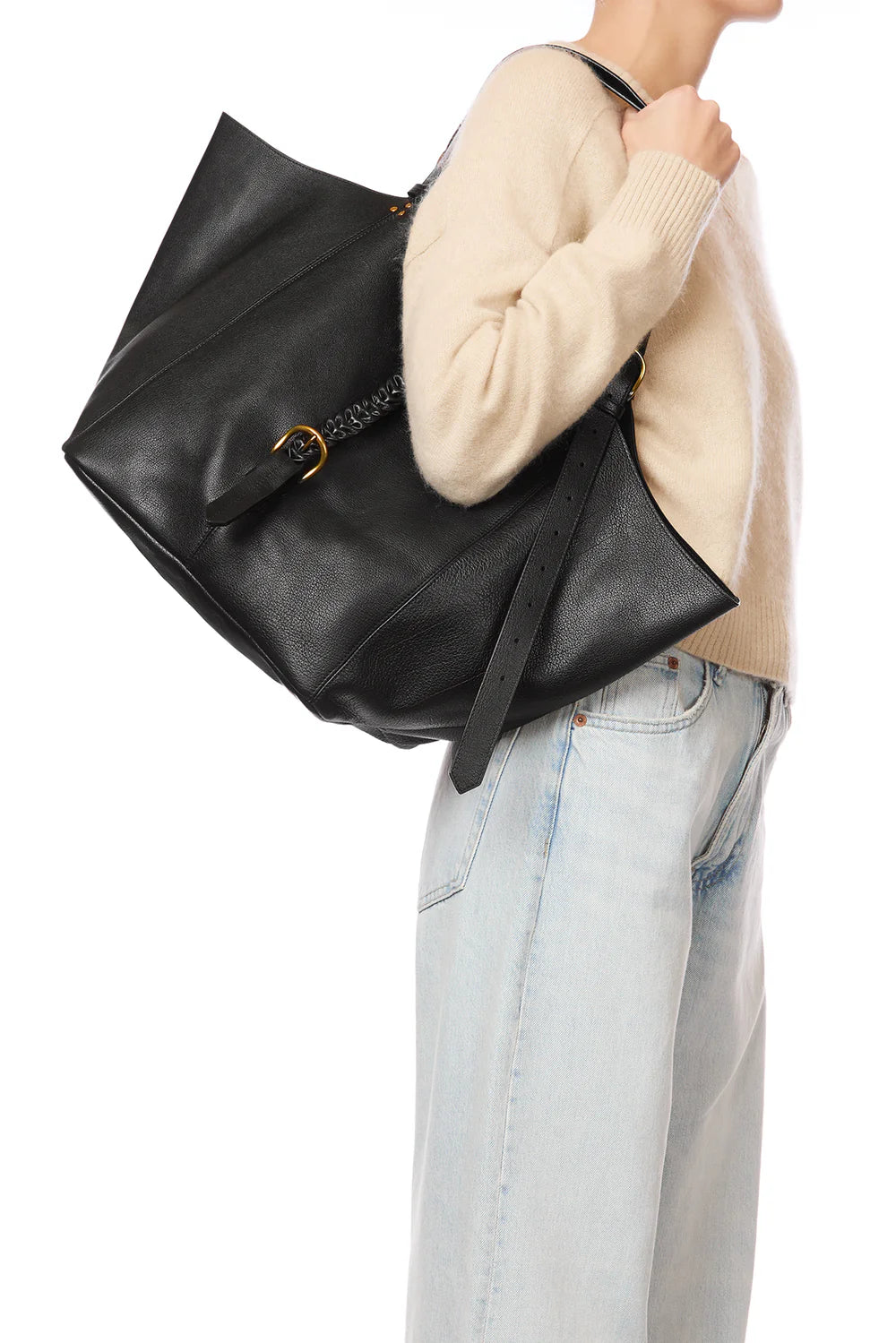 JEROME DREYFUSS JOSEPH MEDIUM BLACK LEATHER