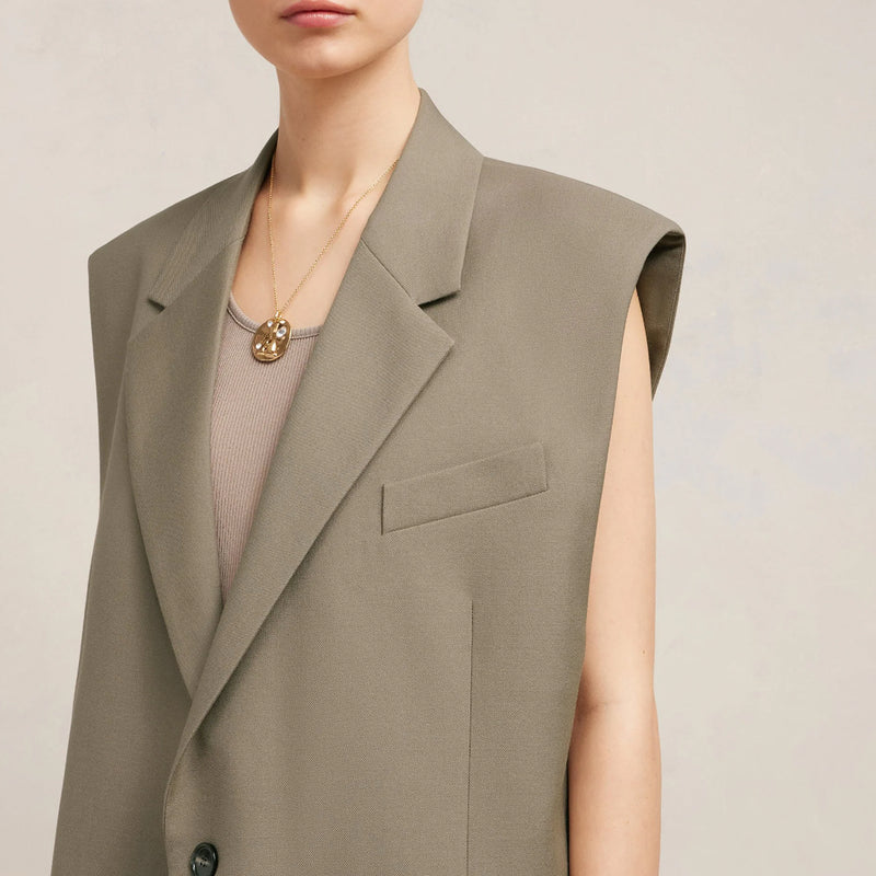 AMI PARIS TWO-BUTTON WAISTCOAT IN TAUPE