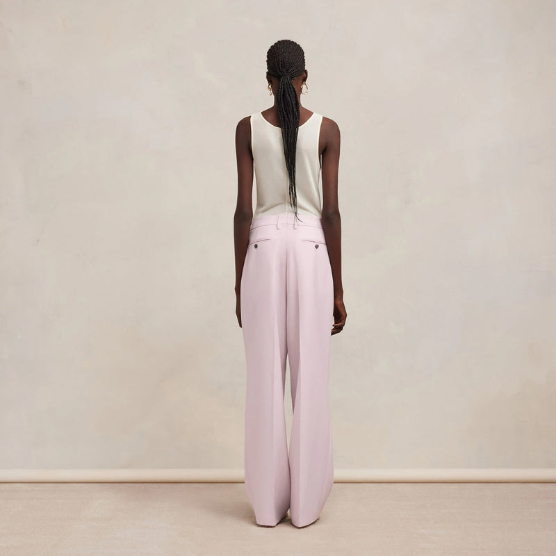 AMI PARIS STRAIGHT FIT TROUSERS IN POWDER PINK