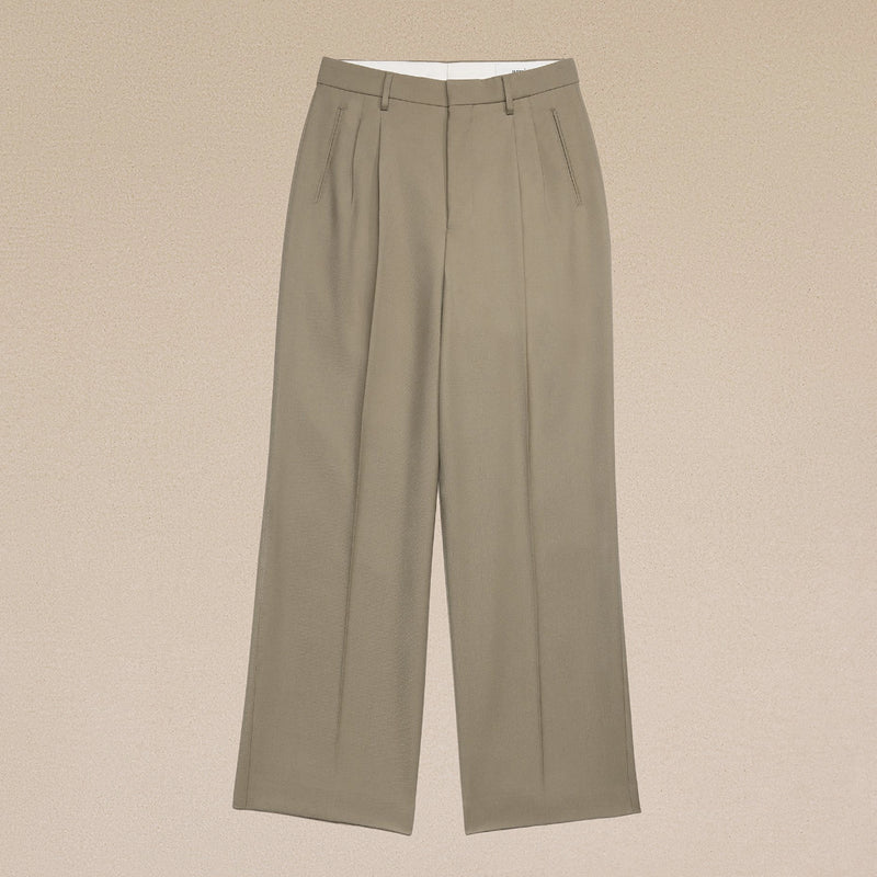 AMI PARIS STRAIGHT-FIT TROUSERS IN TAUPE