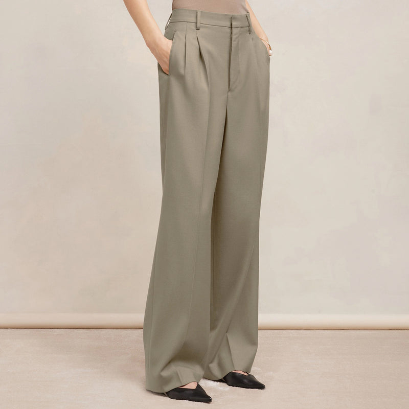 AMI PARIS STRAIGHT-FIT TROUSERS IN TAUPE