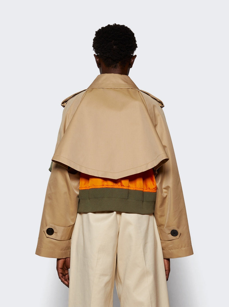 SACAI CROPPED BEIGE TRENCH JACKET