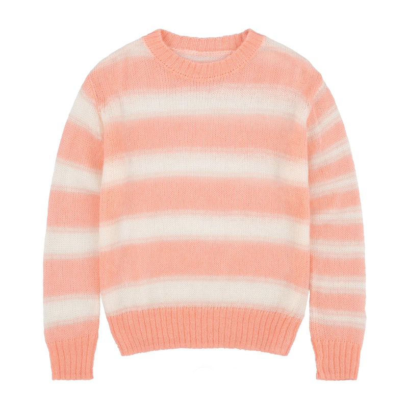 ETRE CECILE STRIPED MOHAIR-BLEND BOXY KNIT IN PINK & ECRU