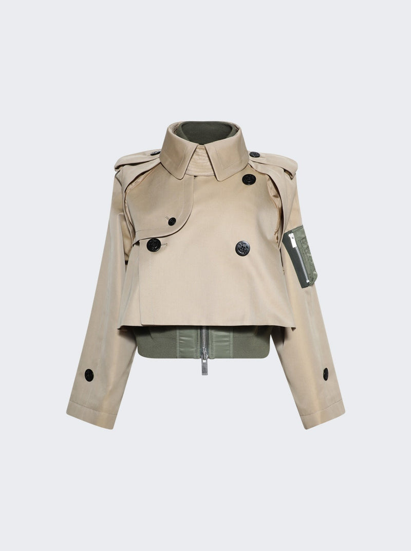 SACAI CROPPED BEIGE TRENCH JACKET