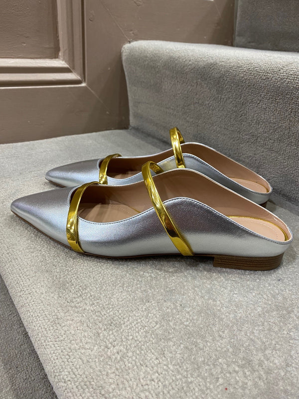 MALONE SOULIERS MAUREEN FLATs 77 IN SILVER & GOLD