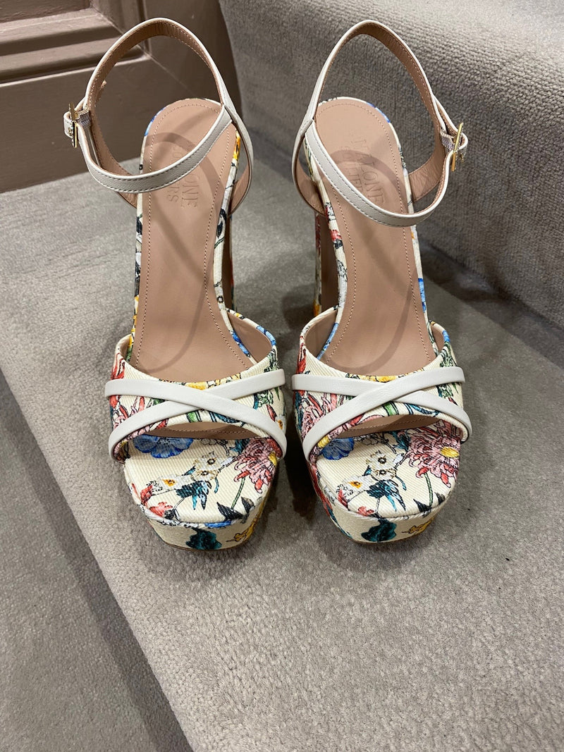 MALONE SOULIERS KEATON PLATFORMS IN FLORAL AND CREAM