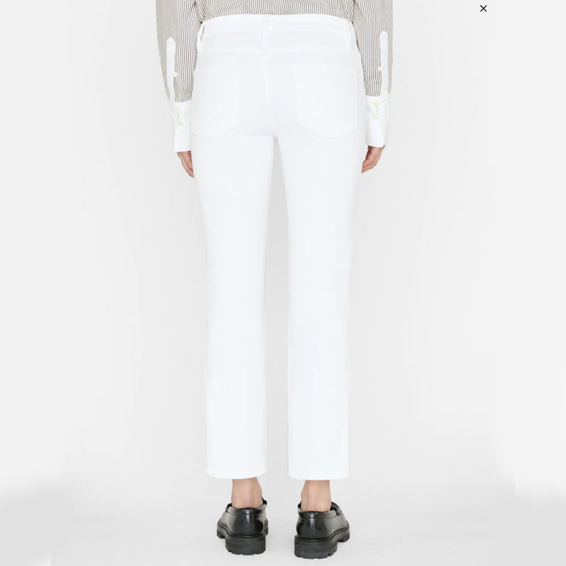FRAME LE HIGH STRAIGHT JEANS IN BLANC