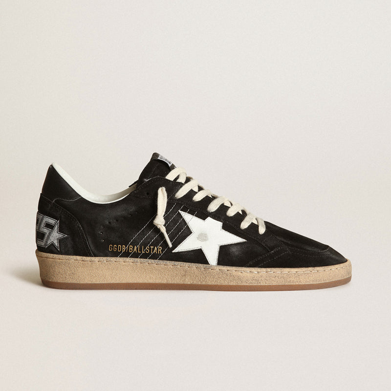 GOLDEN GOOSE BALL STAR SNEAKERS IN BLACK SUEDE & WHITE LEATHER