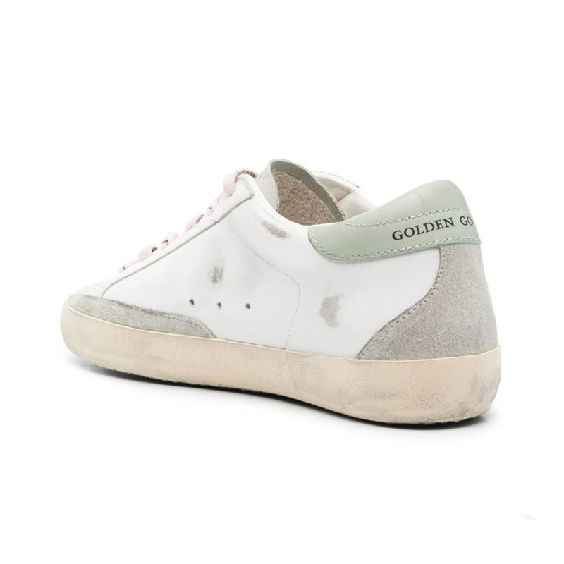GOLDEN GOOSE SUPER STAR SNEAKERS IN WHITE LEATHER & DOVE-GREY SUEDE