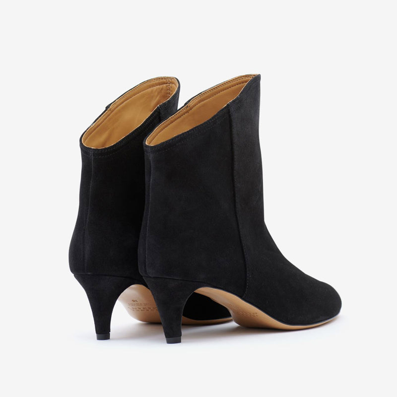 ISABEL MARANT DRIPI SUEDE ANKLE LEATHER BOOTS IN BLACK