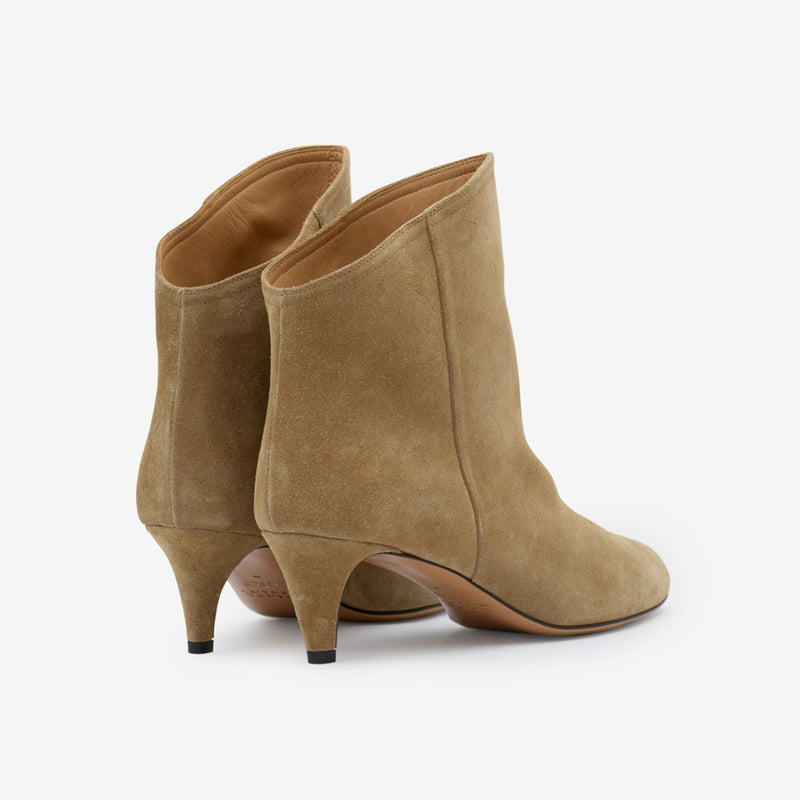 ISABEL MARANT DRIPI SUEDE ANKLE LEATHER BOOTS IN TAUPE