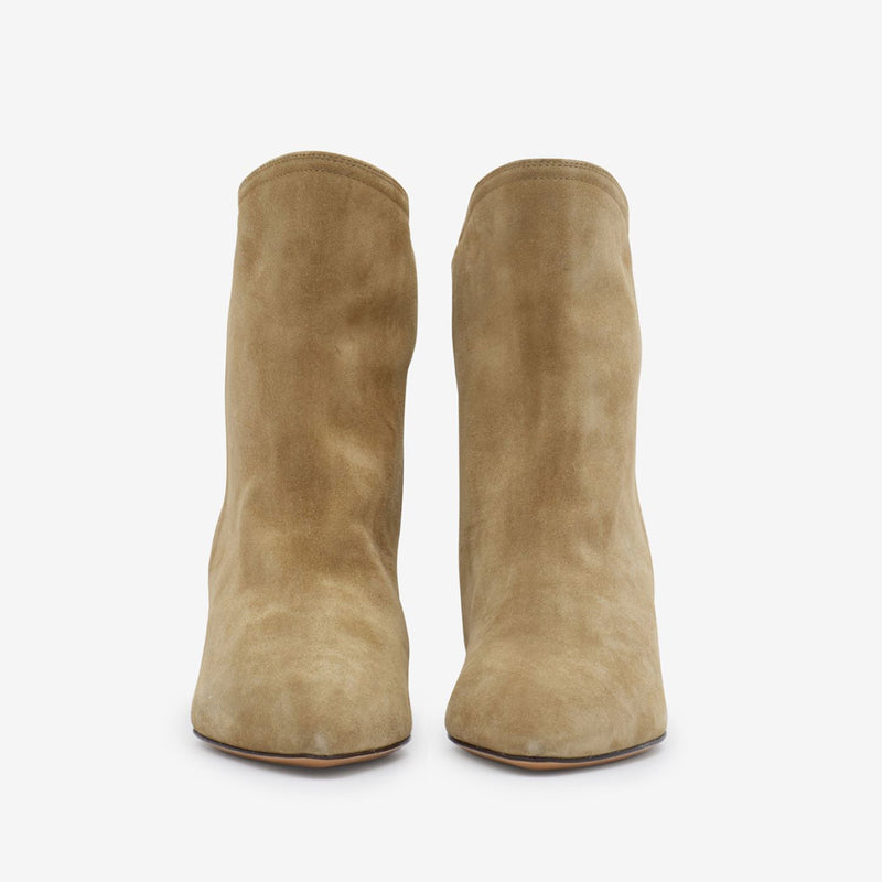 ISABEL MARANT DRIPI SUEDE ANKLE LEATHER BOOTS IN TAUPE