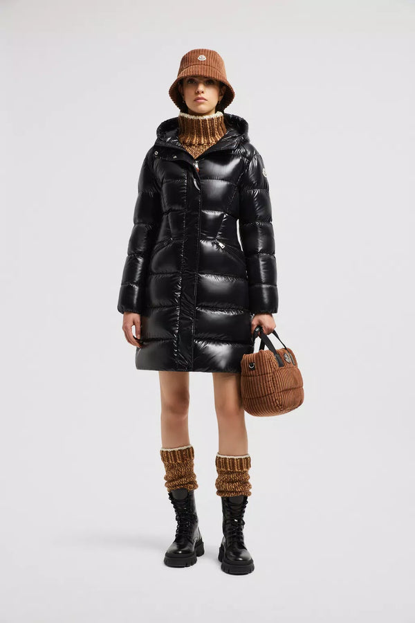 MONCLER BELLEVUE LONG BLACK COAT