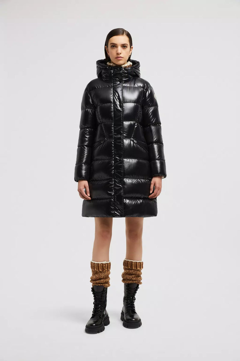 MONCLER BELLEVUE LONG BLACK COAT