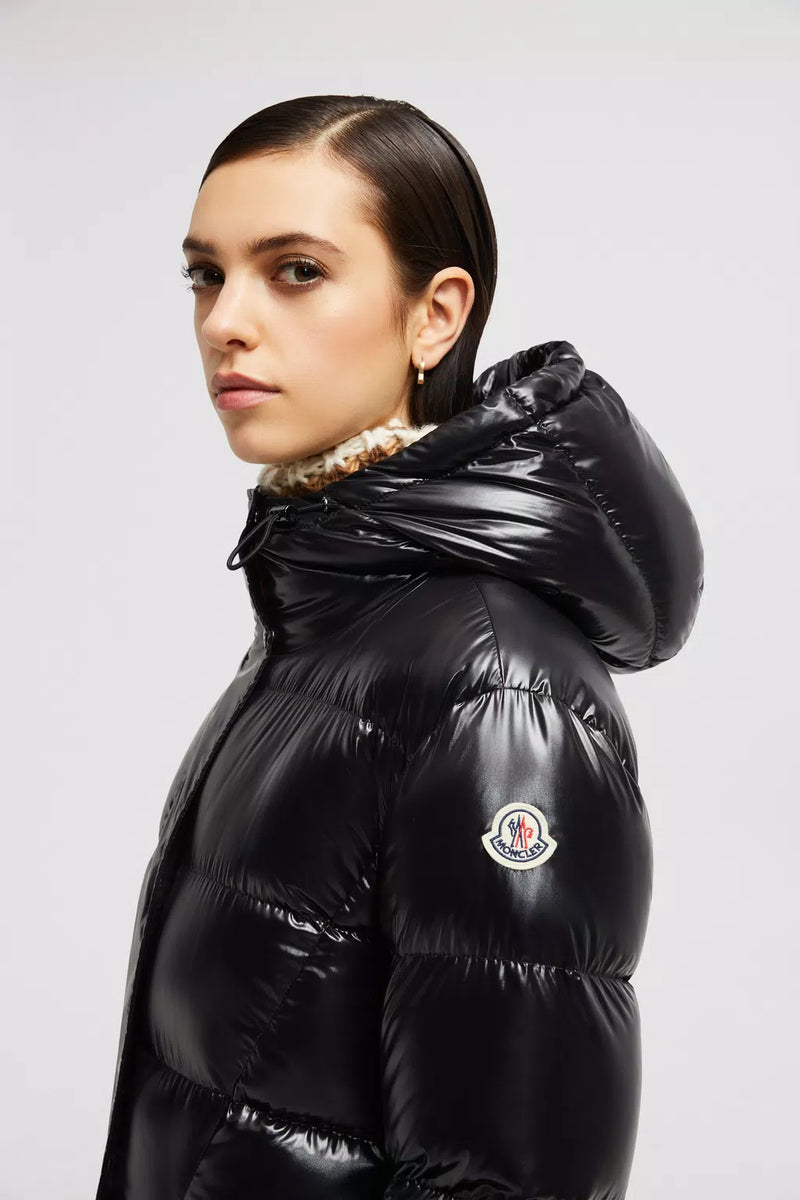 MONCLER BELLEVUE LONG BLACK COAT