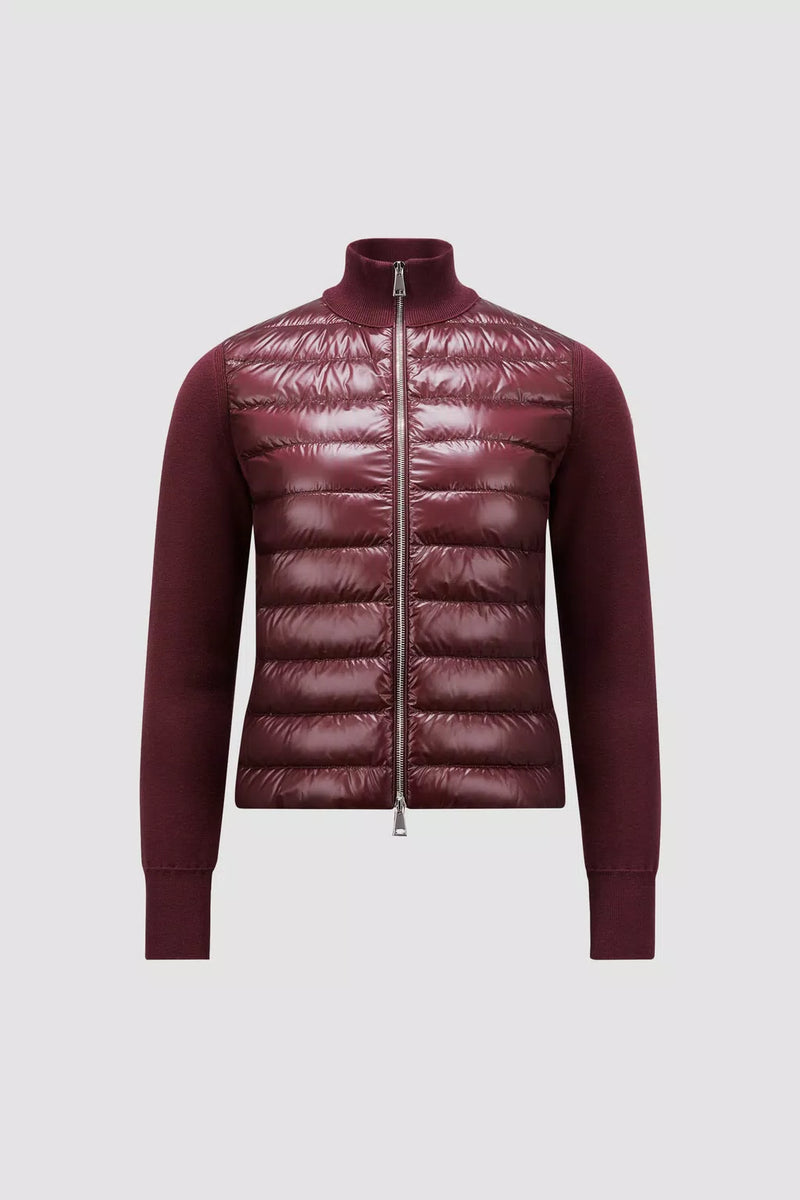 MONCLER PADDED BURGUNDY WOOL CARDIGAN Samui Cork