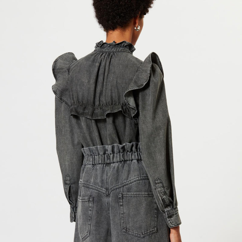 ISABEL MARANT ÉTOILE IDETY COTTON SHIRT IN DARK GREY