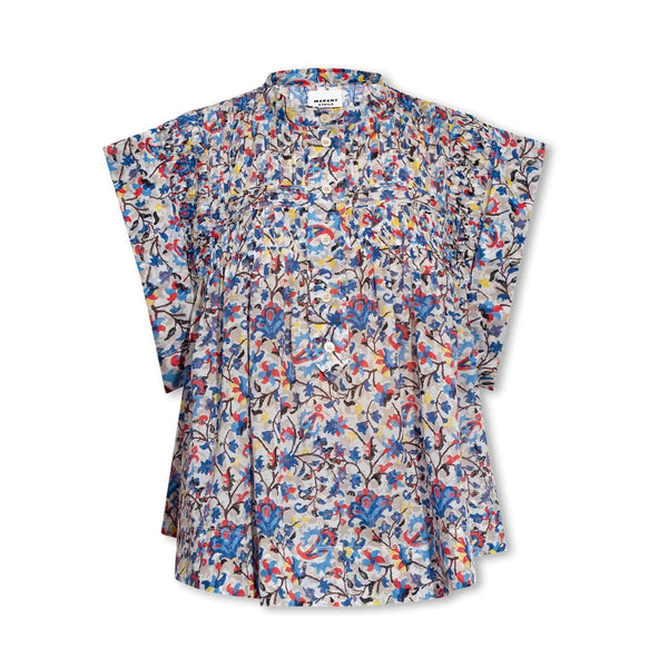 ISABEL MARANT ÉTOILE LEAZA TOP IN WHITE & BLUE