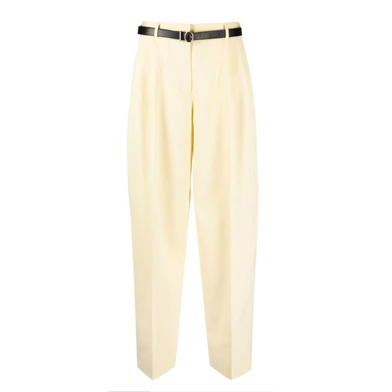 JIL SANDER PLEATED TROUSERS WITH BELT IN BUTTER