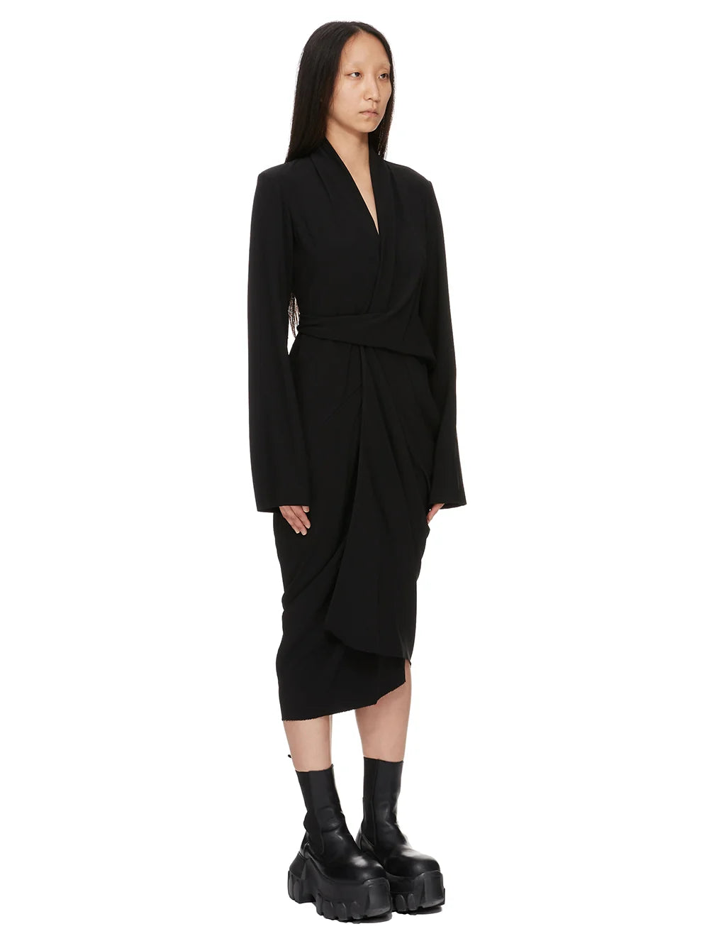 RICK OWENS BLACK WRAP DRESS