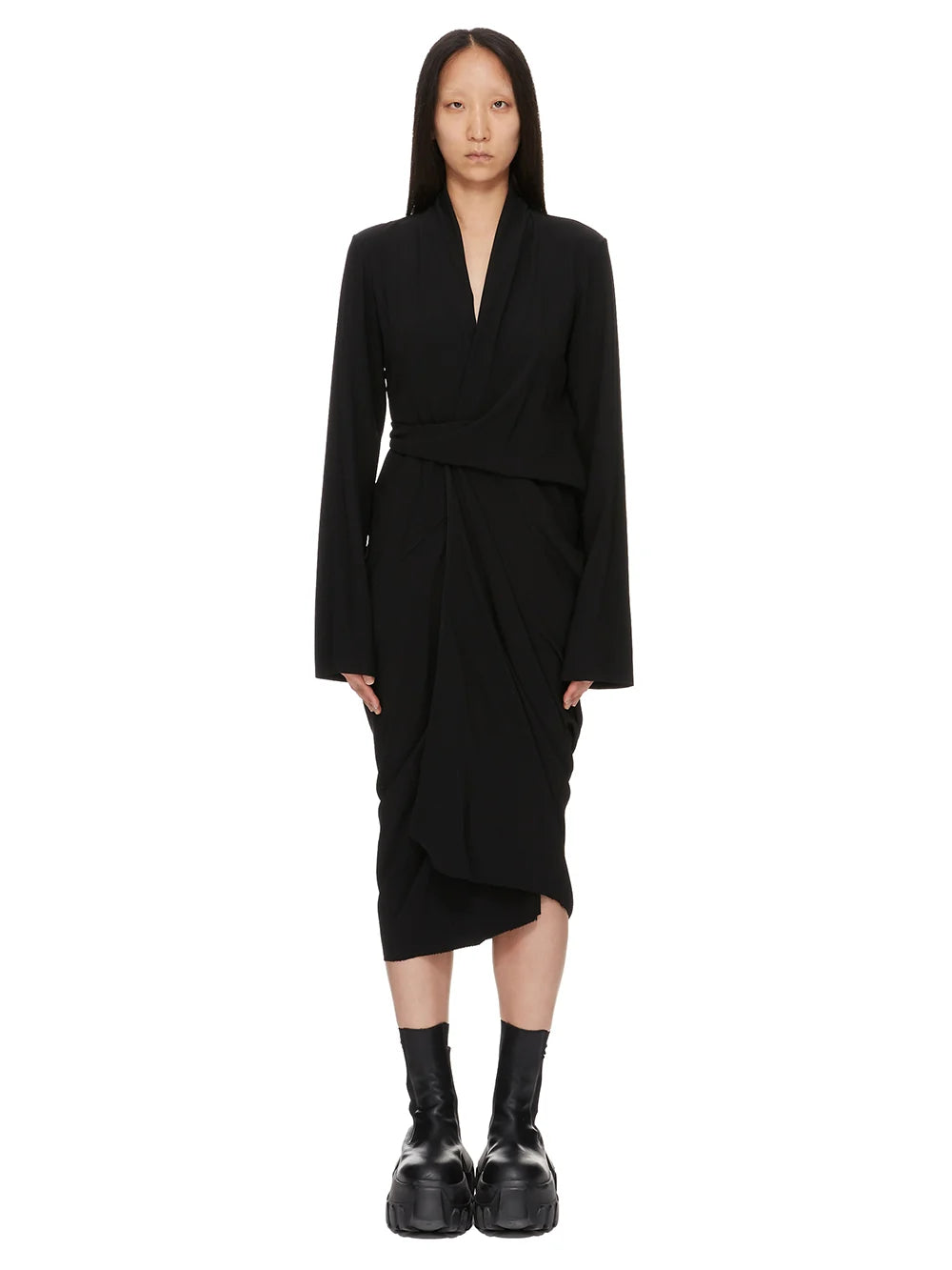 RICK OWENS BLACK WRAP DRESS