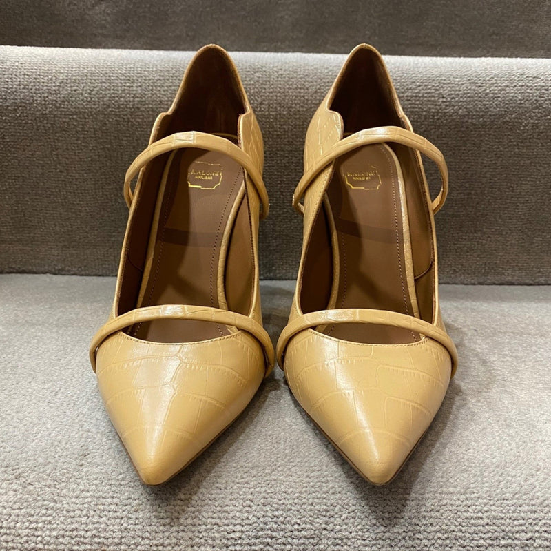 MALONE SOULIERS MAUREEN 70 DOUBLE-STRAP PUMPS IN CHAI