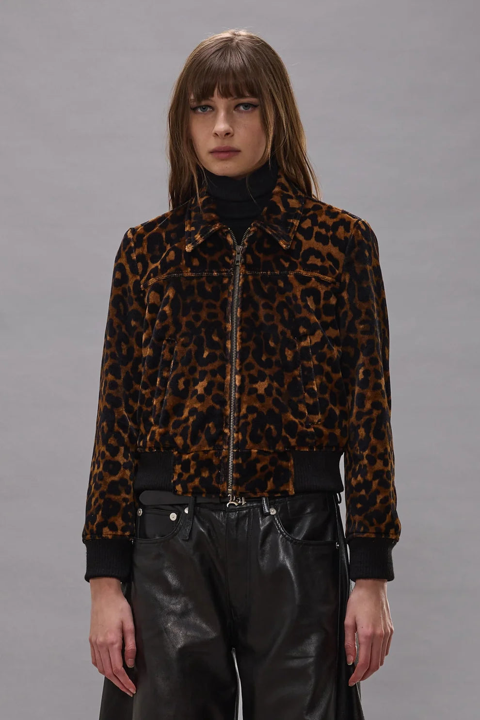 R13 BERLIN JACKET BROWN LEOPARD