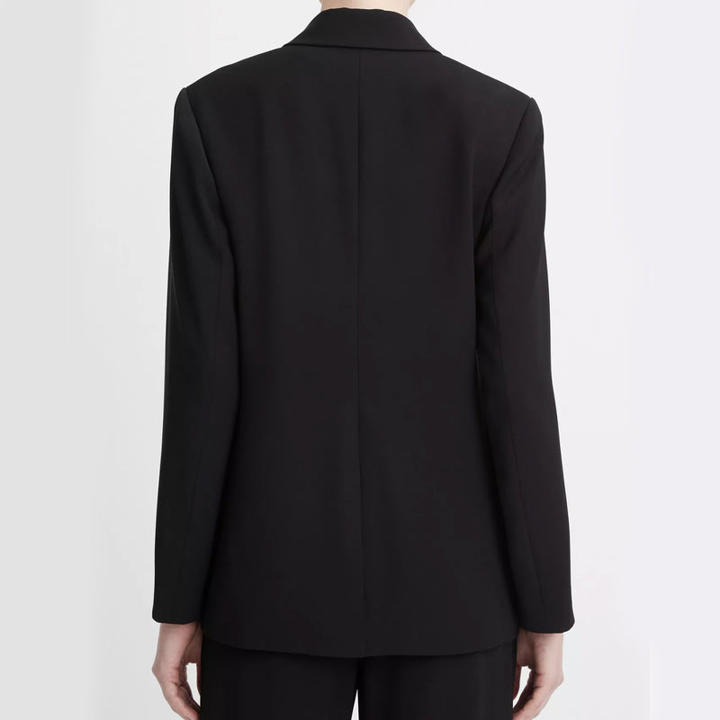 VINCE CREPE DOUBLE-BREASTED BLAZER IN BLACK