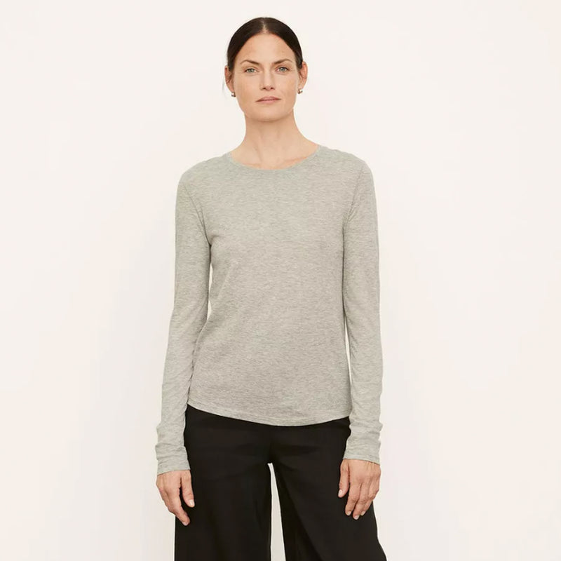 VINCE ESSENTIAL LONG-SLEEVE CREW-NECK T-SHIRT IN GREY