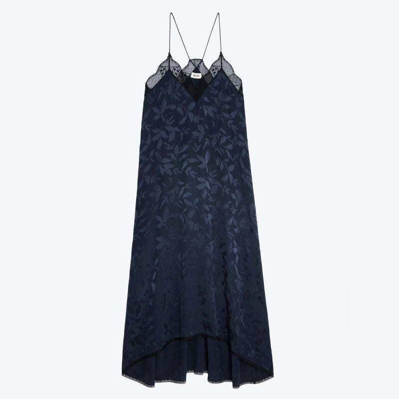 ZADIG & VOLTAIRE RISTY SILK JACQUARD DRESS IN ENCRE