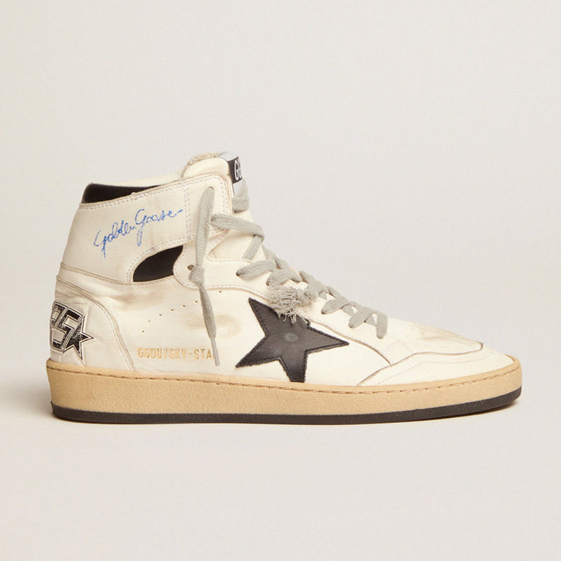 GOLDEN GOOSE SKY STAR SNEAKERS IN WHITE WITH BLACK STAR